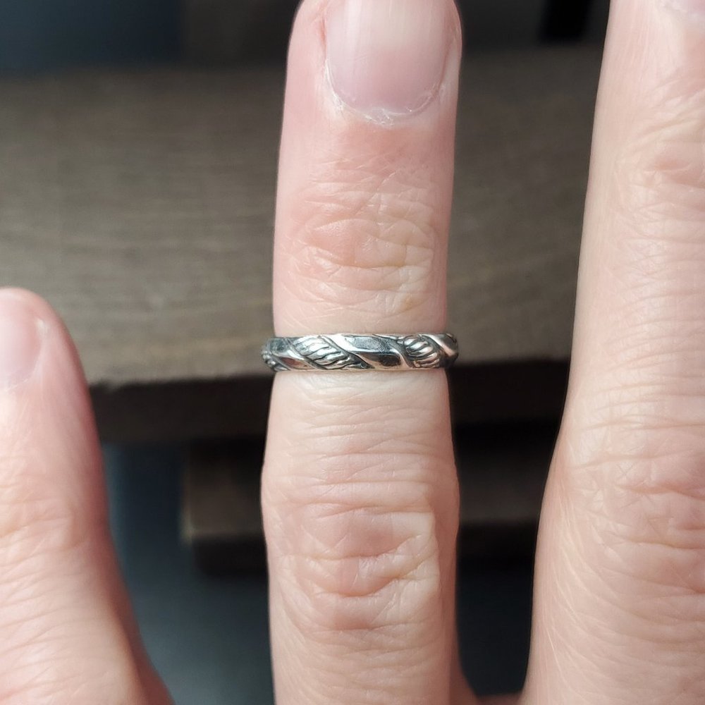 Size 3 Sterling Silver Woven Braid Pattern Toe Ring